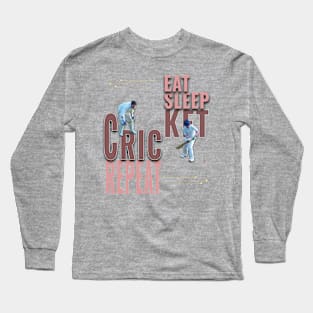 Eat sleep cricket repeat Long Sleeve T-Shirt